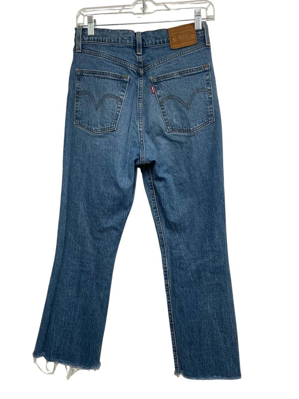 Levi's Premium Ribcage Flare High Rise CUT OFF Jeans Size W27 - Picture 4 of 15
